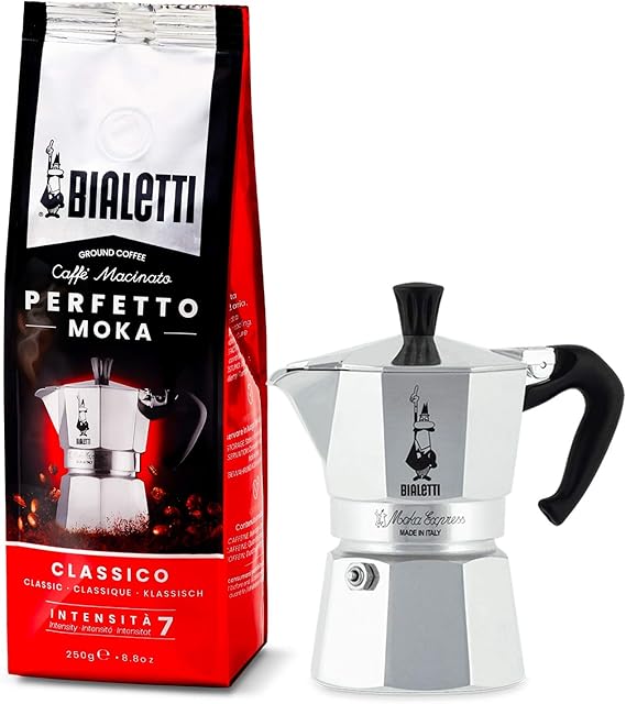 Bialetti Moka Express, Caffettiera in Alluminio da 1 Tazza + Perfetto