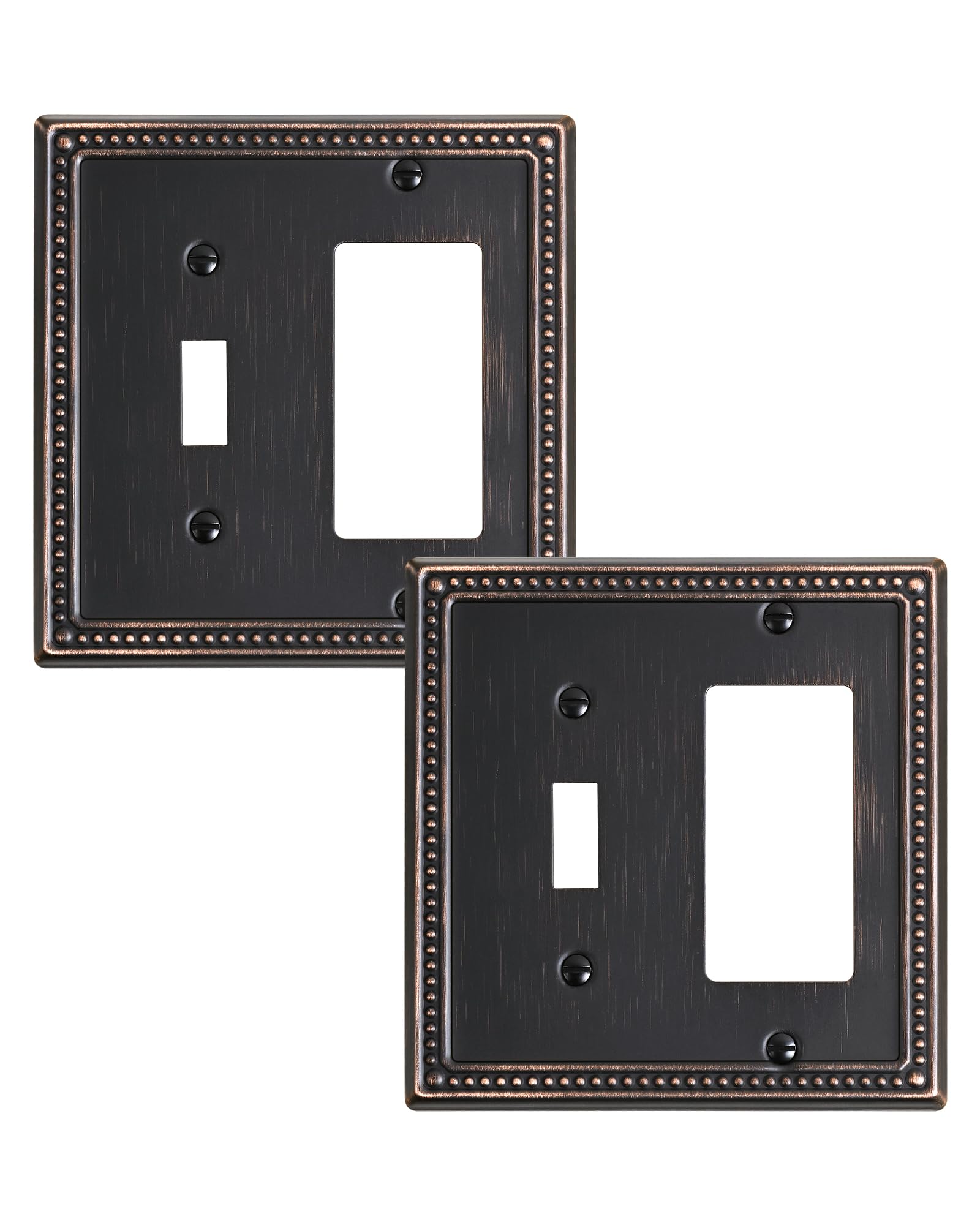 Photo 1 of TREEWELL 2-Pack Combo Toggle/Decorator Light Switch Cover Plate, Pearls Decorative Electrical Outlet Covers, Metal Wall Switch Plates and Outlet Covers, Aged Bronze