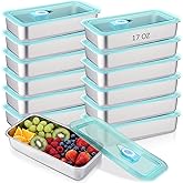 Teecyhooo 12 Pcs 304 Stainless Steel Food Storage Containers Food Prep Containers with Lid Airtight Metal Lunch Container Freezer Safe Keep Fresh for Fruits, Dessert, Salad, Lunch, Leftovers