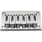 Musiclily Basic 52.5mm Non-Tremolo Fixed Saddle Hardtail Bridge Chrome | 2-1/16 inch, for Fender Strat Tele Style 6 String Electric Guitar