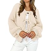 MASCOMODA 2025 Bow Tie Front Cardigan Sweaters for Women Fall Winter Oversized Long Sleeve Open Front Chunky Sweater Coats