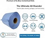 IDEAL 365 Blue Rolls 6 Pack 2 Ply Embossed Centre Feed Paper Rolls 110m view 5
