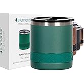 Elemental Recess Lowball Tumbler, 10oz Triple Wall Stainless Steel Cup with Non-Shattered Tritan Lid, Insulated Whiskey Glass, Insulated Coffee Tumbler Mug for Hot & Cold Drinks - Forest Green