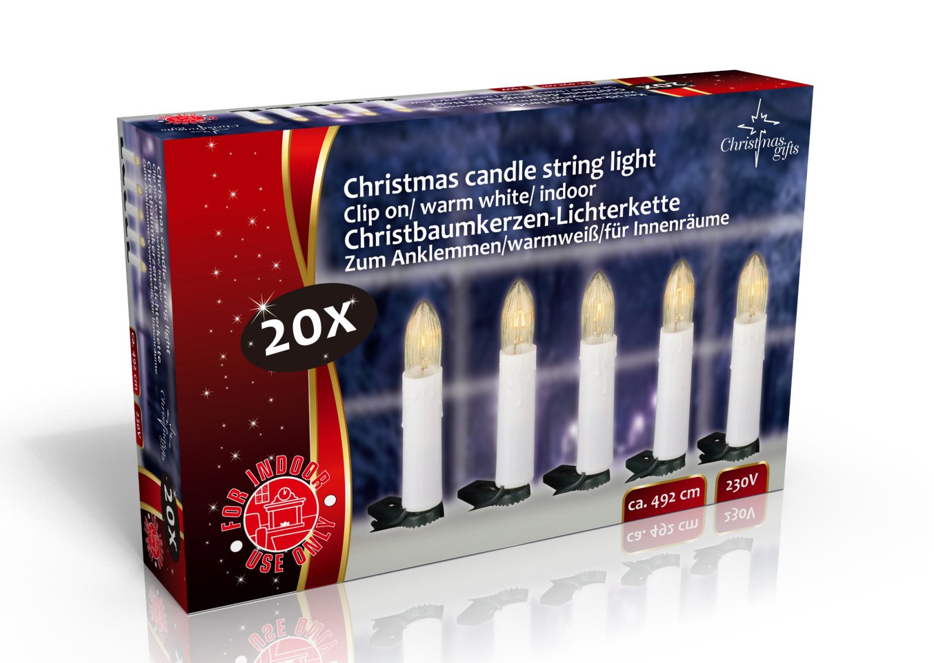 Christmas Gifts 00265 Garland Home of Christmas Candles - 20 Bulbs White