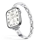 Missair Slim Bands Compatible with Apple Watch 38mm 40mm 41mm 42mm 44mm 45mm 46mm 49mm for Women, Thin Bracelet Dressy Designer Stainless Steel Metal Strap for iWatch Series 11 10 9 8 7 6 5 4 SE Ultra