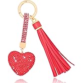 Vancy Utopia Heart Shape Rhinestone Glitter Keychains for Women Charms Purse Crystal Tassel Car Key Rings Backpacks
