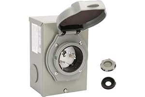 PEAKTOW PTR0106 Weatherproof 50 Amp 3R Generator Power Inlet Box, NEMA SS2-50P, 125/250 Volt, 12500 Watts for Outdoor Use, ET