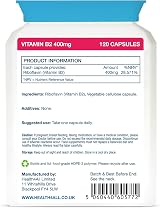 Health4All Vitamin B2 Riboflavin 400mg Migraine Support 120 Capsules view 5