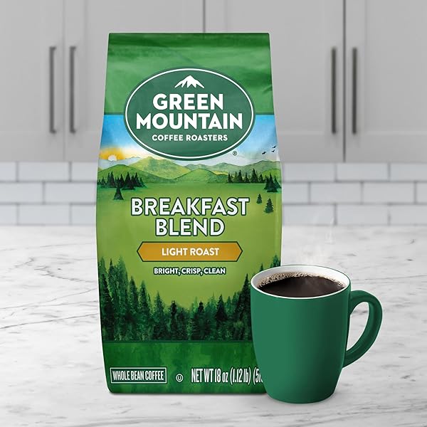 GREEN MOUNTAIN COFFEE ROASTERS BREAKFAST BLEND, WHOLE BEAN COFFEE, BAGGED 18 OZ