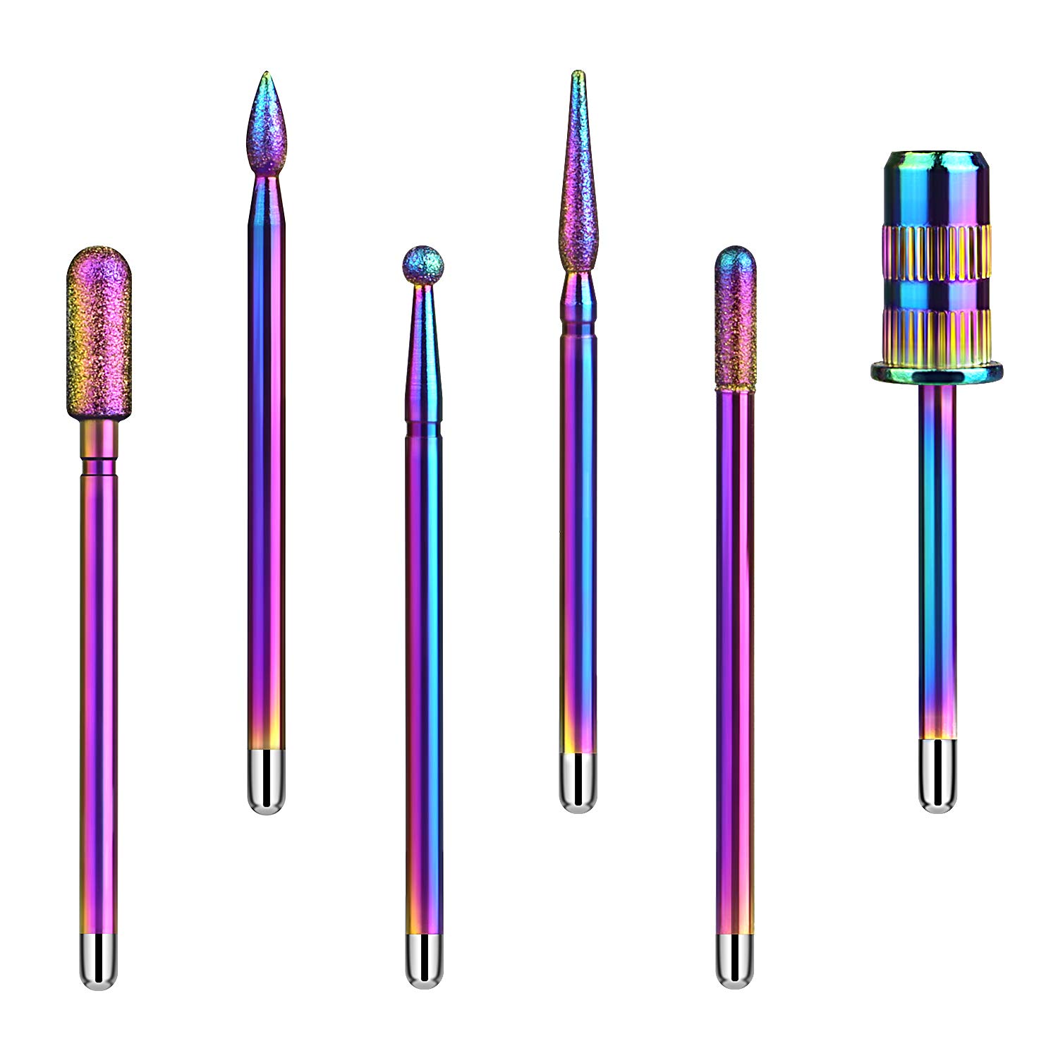 Nail Drill Bits Set - ECBASKET Diamond Nail Drill Bits 6 Pcs 3/32 inch Tungsten Carbide Nail Drill Bits for Remove Acrylic Gel Nails Cuticle Tools Cuticle Manicure Pedicure