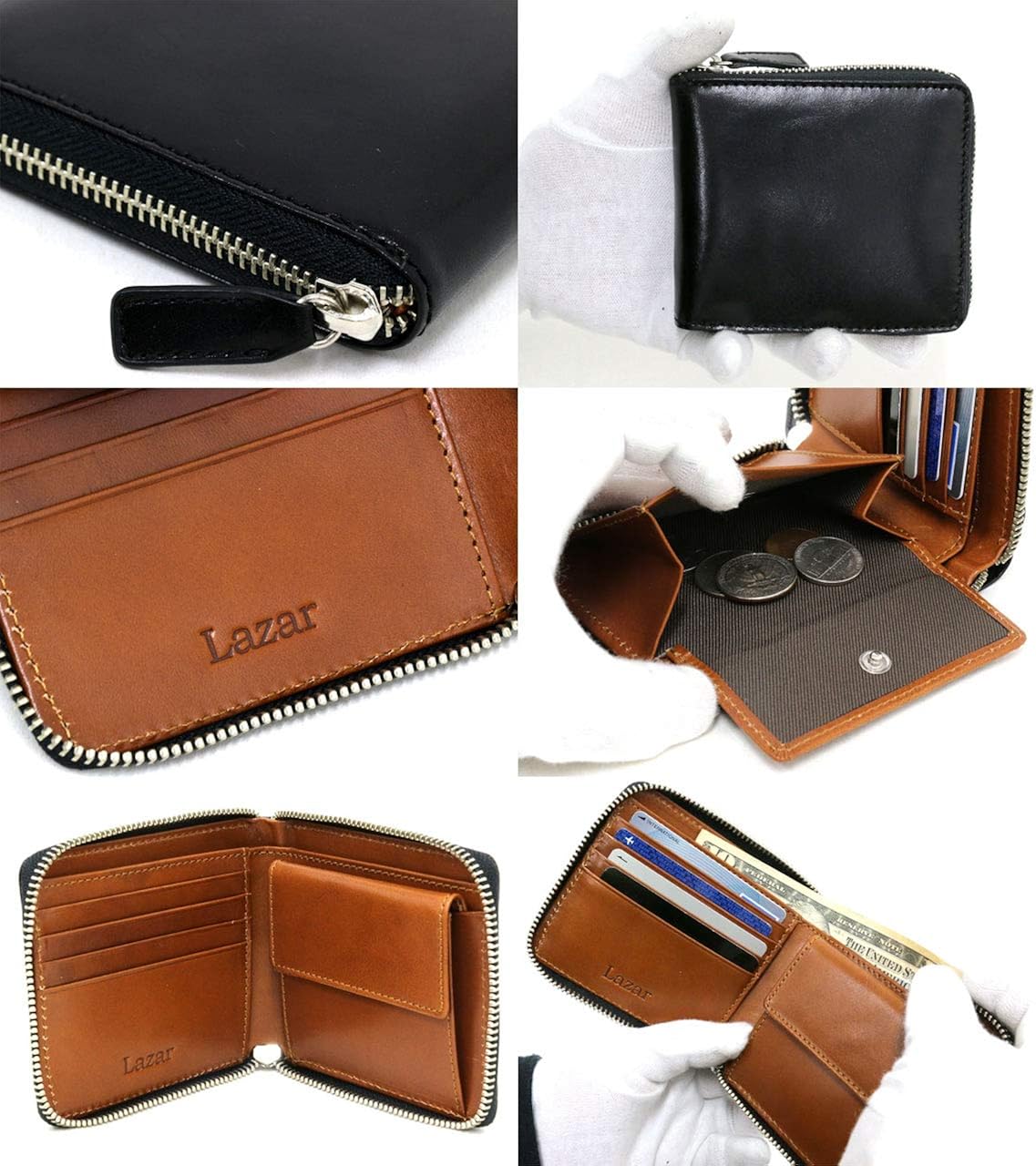 Amazon Co Jp ラザル 財布 メンズ 二つ折り 本革 ラウンドファスナー 服 ファッション小物