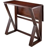 Winsome Wood Harrington Drop Leaf High Table, Antique Walnut | Practical &amp; Elegant Table for Eating, Study, Work, Sturdy Furniture for Kitchen, Dining Room, Office, Entryway