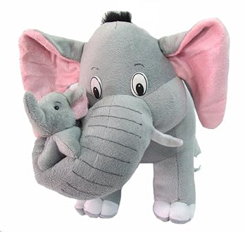 Lata Mother Elephant with Baby Soft Toy (38cm, Gray)