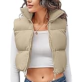 Kissonic Women's Cropped Puffer Vest Lightweight Fluffy Vest Sleeveless Warm Winter Outerwear
