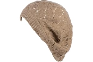 BE YOUR OWN STYLE BYOS Chic Soft Knit Airy Cutout Lightweight Slouchy Crochet Beret Beanie Hat