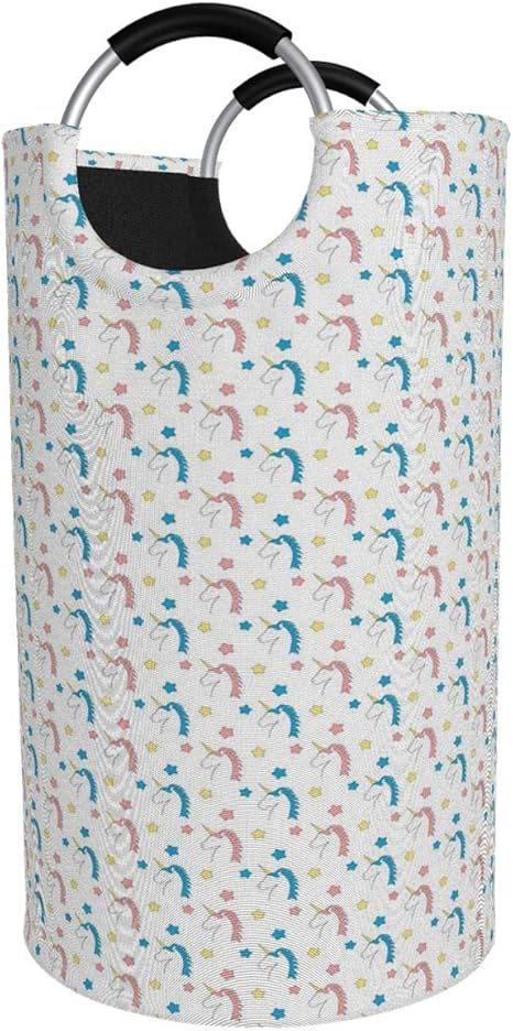 Amazon Co Jp Wotaka ランドリーバスケット パステルカラーのおとぎ話のキャラクター漫画ユニコーンカラフルなたてがみの髪と星の装飾 ランドリーバッグ 洗濯かご おりたたみ 洗濯カゴ おしゃれ 収納ボックス おもちゃ収納 ホーム キッチン