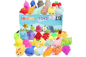 FAUKAIT 32 Pack Squishy Toys, Kawaii Squishies Party Favors for Kids 4-8 8-12 Treasure Box Toys for Classroom Birthday Xmas Gifts Goodie Bag Mini Animals Mochi Squishy Stress Relief Sensory Toys Random