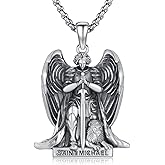 Adnix 925 Sterling Silver Patron Saint Amulet Pendant Necklace Religion Protection Jewelry for Men Women
