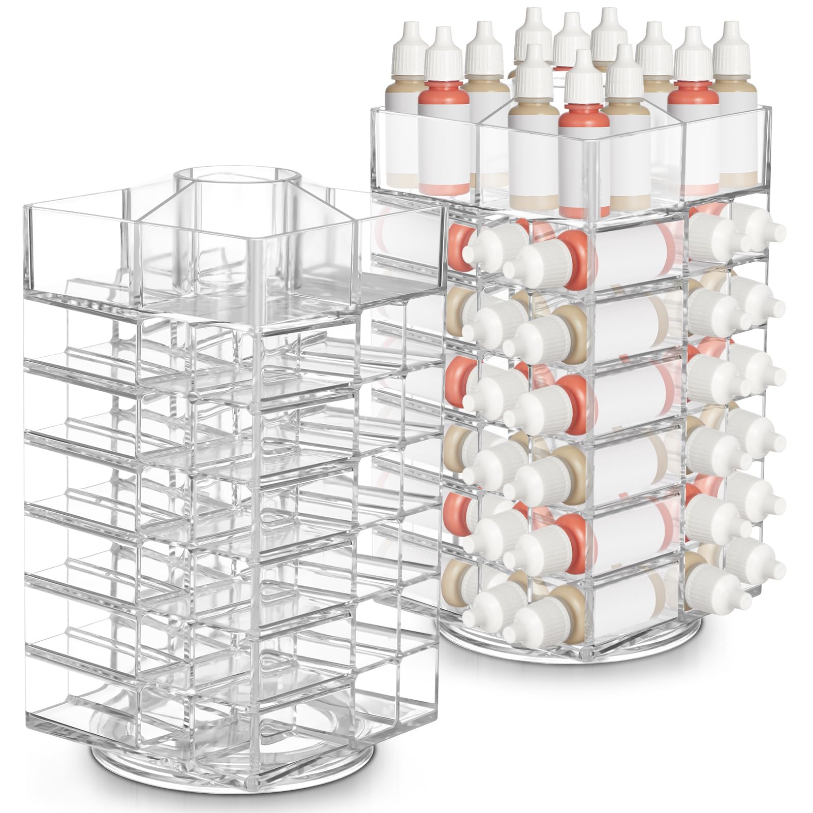 Photo 1 of 2 Pcs 6 Tier Acrylic Paint Bottle Organizer Spinning Thick Durable Rack Holder Holds up to 96 Bottles Stand Rotating Tower Craft for Painting (Only For AV/AK 17ml)