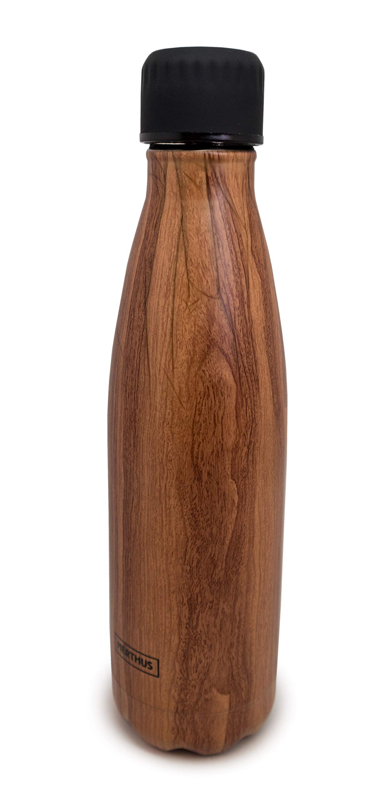 Nerthus Double wall flask for hot and cold liquids. BPA 500 ml stainless steel, with wood design, Original