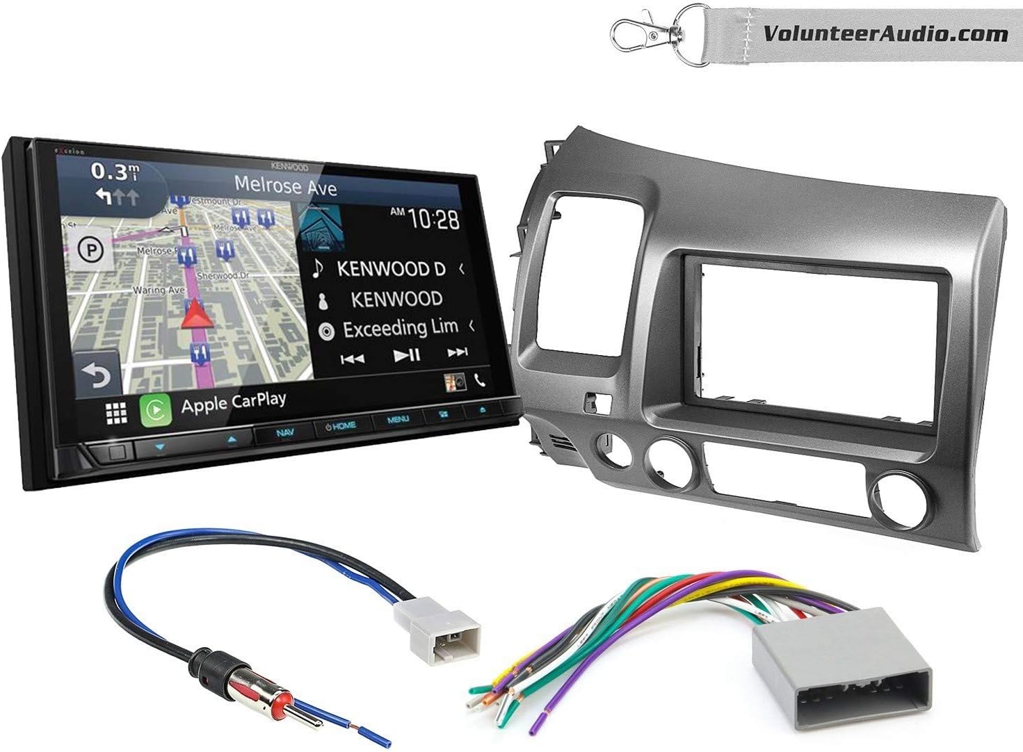Kenwood Excelon DDX9906XR Double Din Radio Install Kit With Apple CarPlay, Android Auto, Sirius XM Ready Fits 2006-2011 Honda Civic (Dark Atlas Grey)