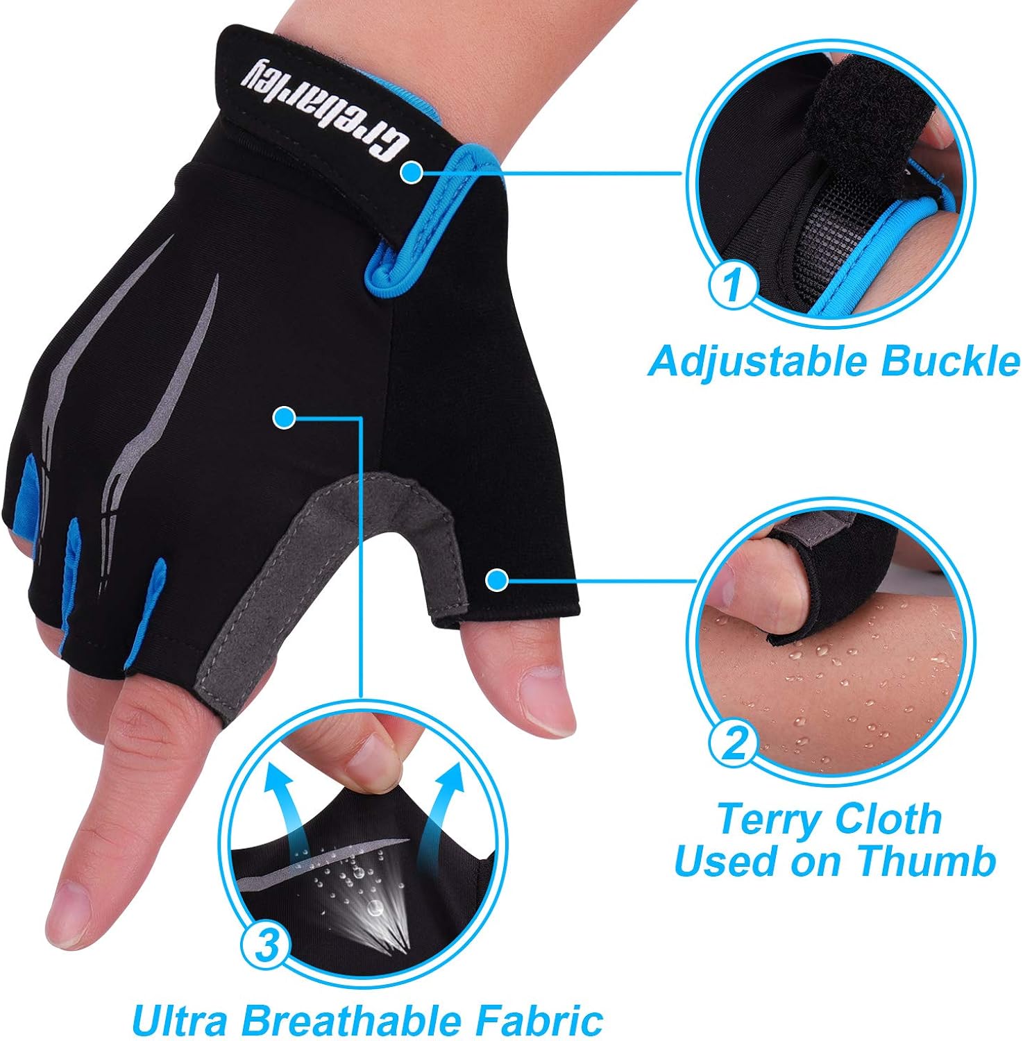 Grebarley Cycling Gloves Bike Gloves Bicycle Gloves Gym Gloves Mountain Road Anti-Slip Shock-Absorbing Gel Pad Light Weight Breathable MTB Biking Gloves for Men Women: Clothing
