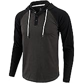 Demucy Mens Hoodies Shirt Casual Athletic Workout Fashion Hooded Lightweight Jersey Sweatshirt Long Sleeve with Drawstring