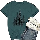 Women Hiking Mountain T Shirt Funny Pine Tree Graphic Tee Summer Outdoor Workout Soft Short Sleeve Close to Nature T-Shirts
