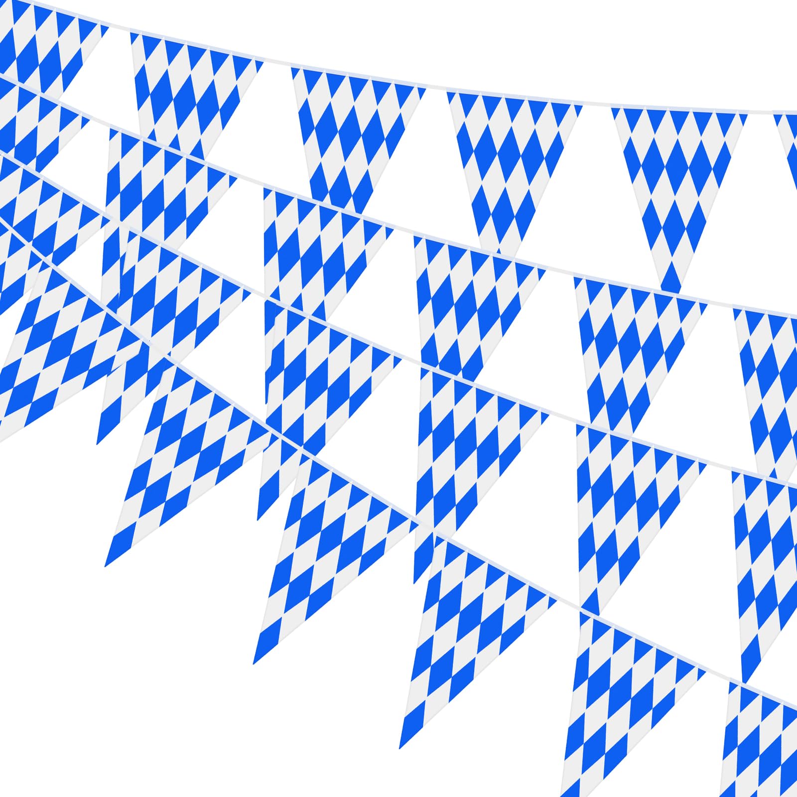 NEBURORA 20m Oktoberfest Flag Banner 2 Pack Bavarian Pennant Check Banner with 40 Pcs Flags for German Oktoberfest Party Decoration Supplies