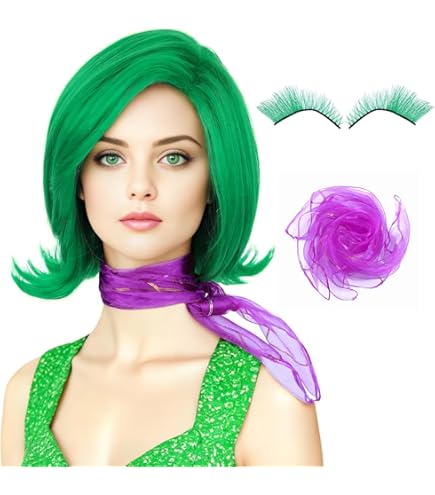 Amazon.com: Short Green wig for women Green wavy green wig  display picture 1