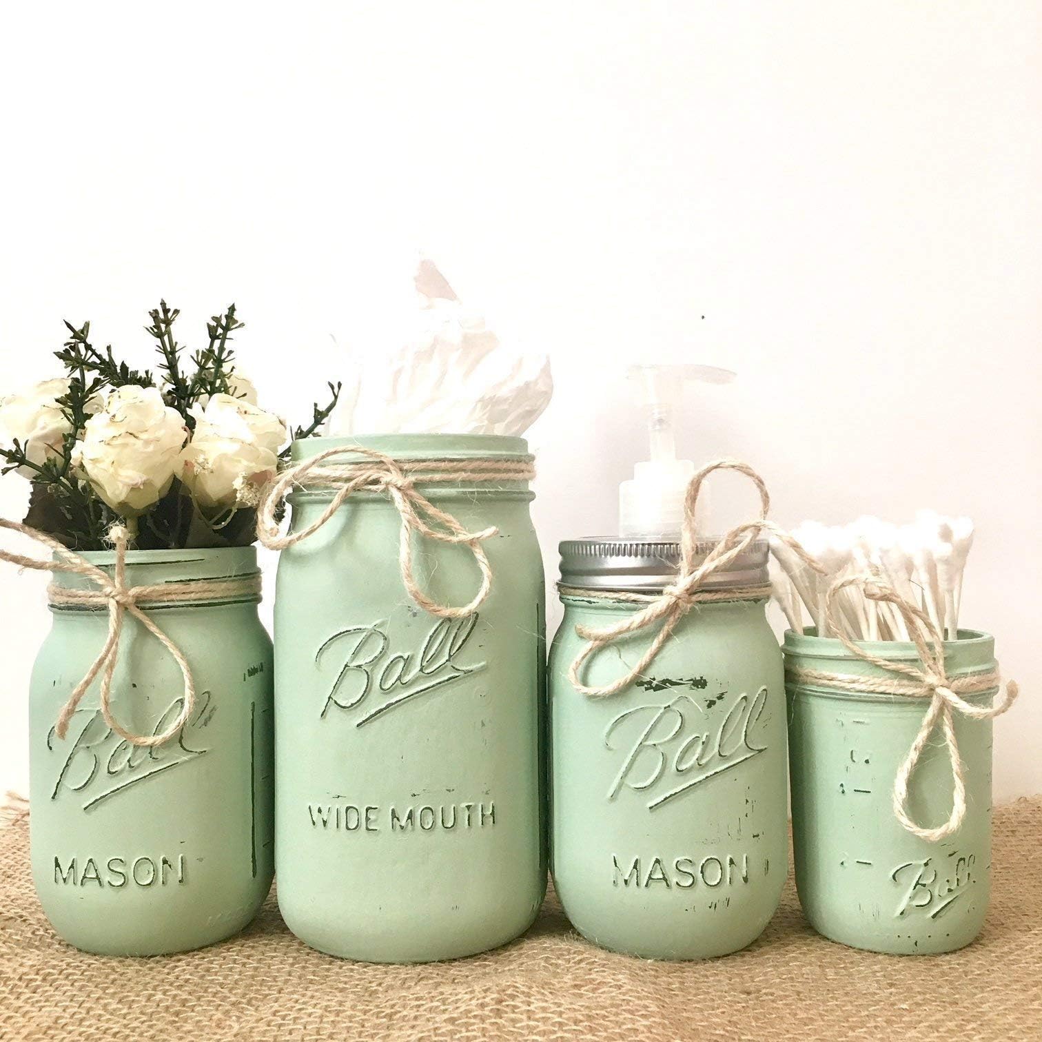 Mason Jar Soap Dispenser and Lid Set, Bathroom Storage Set, Your Choice of Colors, Soap Dispenser Lid Included!