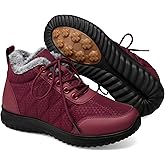 SHIBEVER Snow Boots for Women Winter: Warm Fur Lined Ankle Snow Booties Anti-Slip Waterproof Comfortable Outdoor Winter Shoes