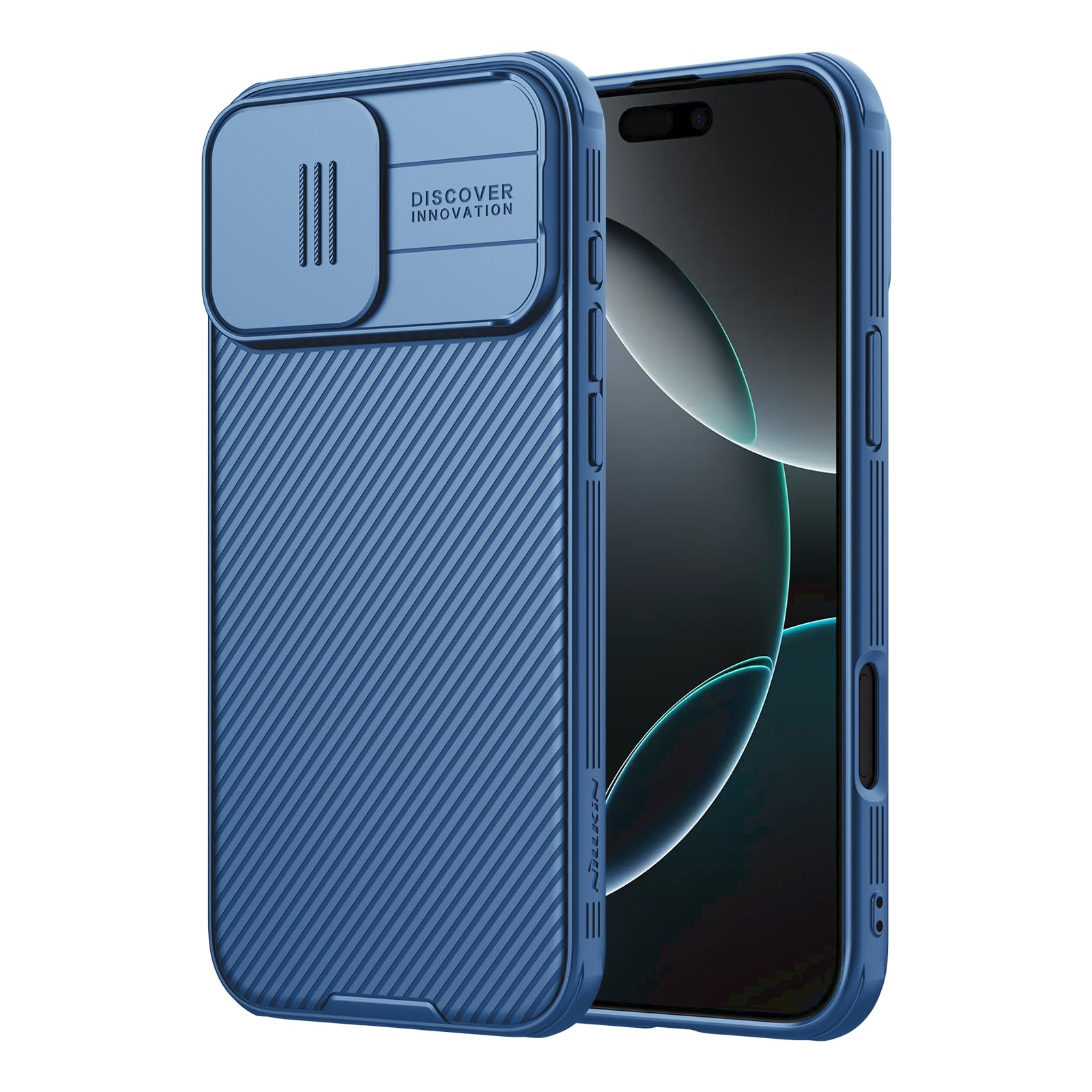 Photo 1 of Nillkin for iPhone 16 Pro Case with Slide Camera Cover, [Upgraded Camera Lens Protection] Slim Shockproof Protective Phone Case for iPhone 16 Pro 6.3 inch, Blue