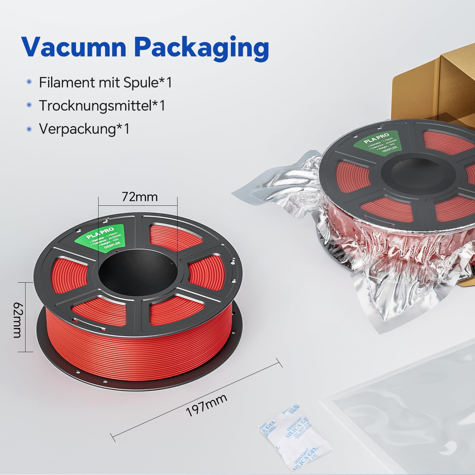 DEEPLEE PLA PRO Filament 1.75mm, Stärkere Zähigkeit 3D Drucker Filament, PLA Filament Maßgenauigkeit ±0.02 mm, Sauber gewickelt, Einfach zu Drucken, Passend für die meisten FDM 3D Drucker, Schwarz 1KG 6