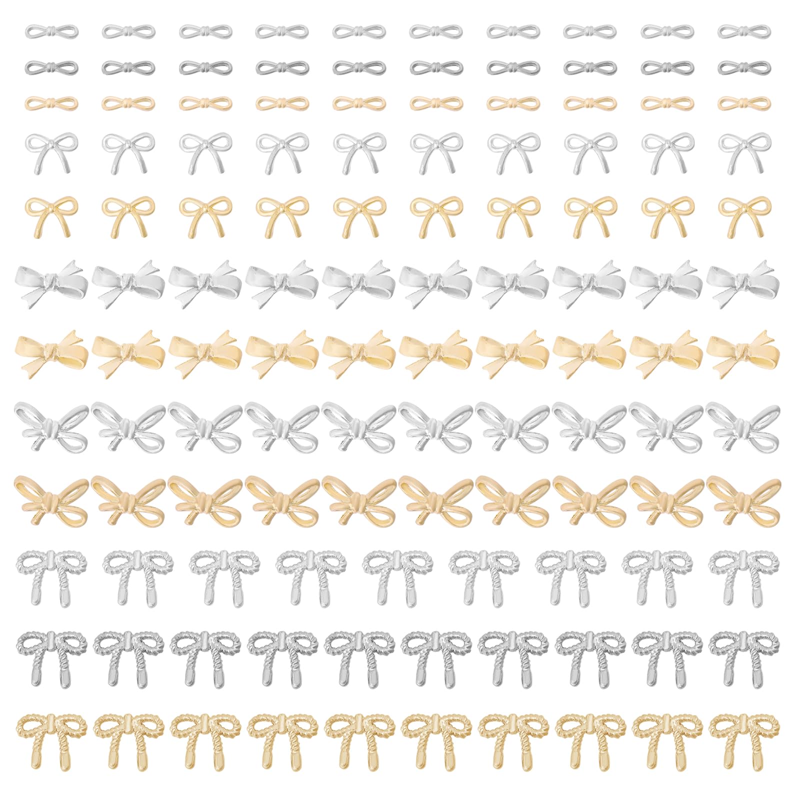 CHGCRAFT 120Pcs 12Styles Bowknots Nail Charms 3D Alloy Bow Nail Charms Art Decoration Ribbon Bow Nail Rhinestones Art Charms for Nails Cell Phone Charm DIY Art Craft Decorations Supplies