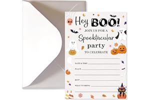 HEYINSHEN 20 Halloween Birthday Invitations Cute Ghost Pumpkin Halloween Party Invitations Cards With Envelopes Halloweens Invites for Teens Birthday Party Favor Decorations Supplies