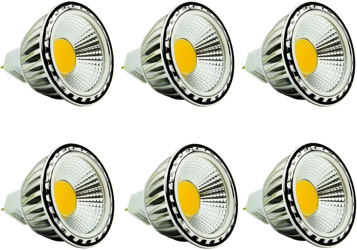 (6-pack,Warm White)Mylite 5W MR16 LED Bulb Light,50W Halogen Lamp Replacement, Cob Led,MR16 Spotlight,GU5.3 LED MR16 Size,350lm,12V,60°