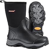 Showave Men's Rubber Boots Durable Waterproof Insulated Rain Boot Neoprene Heavy-duty Mud Outdoor Garden Working Hunting Boots