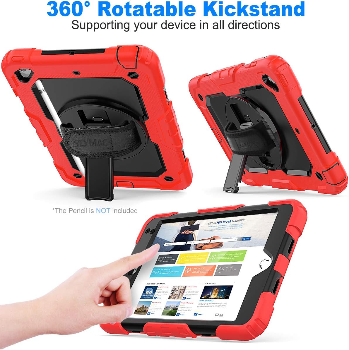 SEYMAC stock Case for iPad Mini 5th/4th Generation 7.9'', Full-body Protective Case with Screen Protector, Pencil Holder - Image 4