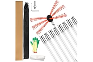 SUNINLIFE 26 Feet Chimney Sweep Kit Chimney Cleaning Kit Chimney Brush, Rotary Chimney Cleaner Tool Kit with 8 Nylon Flexible Rods, Chimney Cleaning System Driven by Drill for Sweeping Fireplace Flue