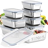 Cykorxicc 8-Piece 304 Stainless Steel Food Storage Containers with Lids, Leakproof & Airtight Bento Lunch Box, Oven/Freezer/Dishwasher Safe,Stackable Kitchen Storage Set