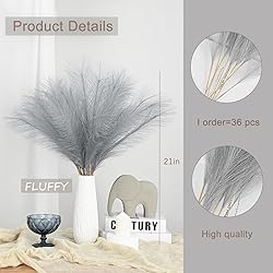 U-LIAN 36PCS Grey Faux Pampas Grass 21.7