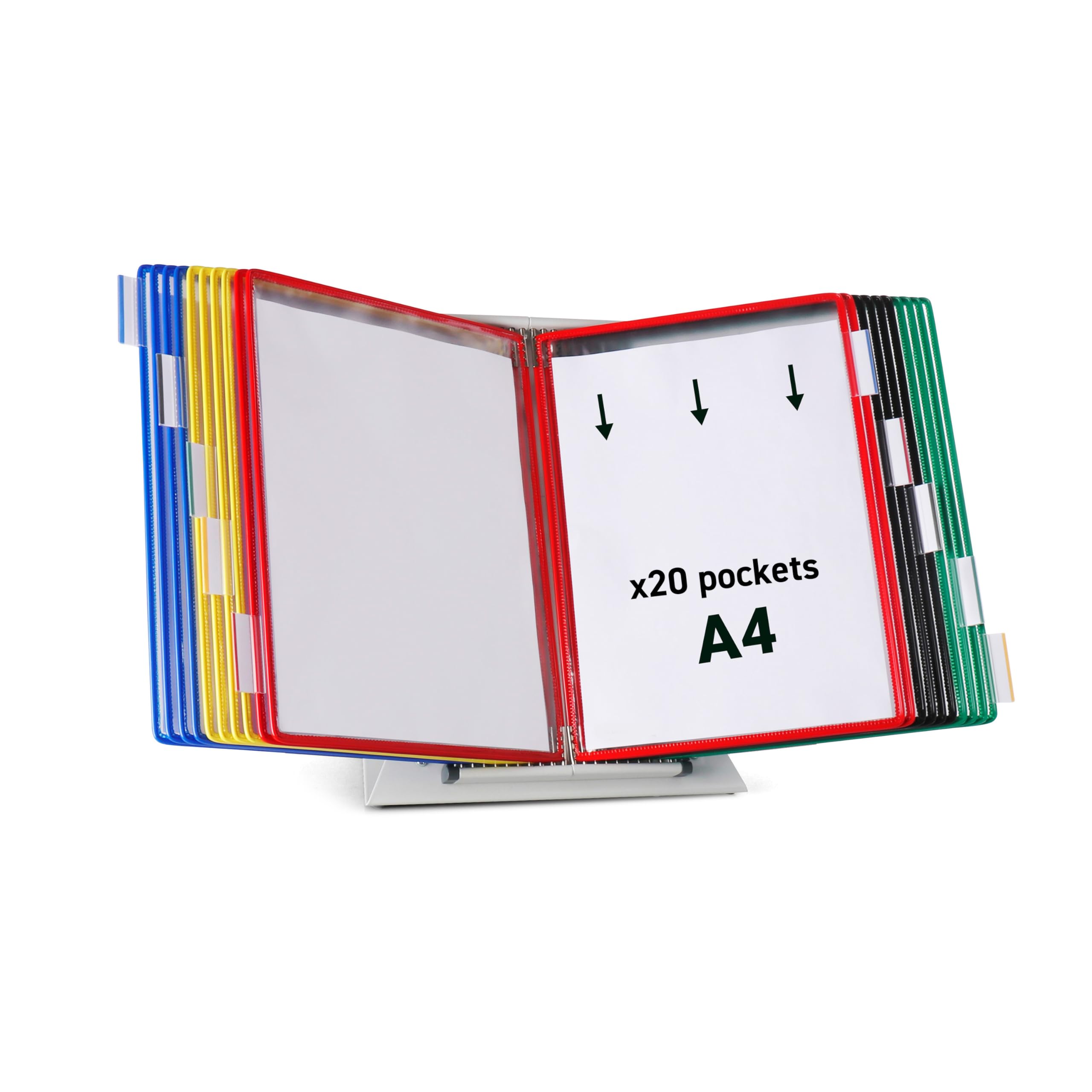 Tarifold Technic Desk Display Stand with 10 Clip-on Index Tabs and 20 Pockets A4 Assorted Ref 434209