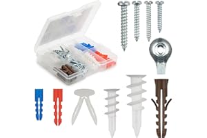 Qualihome Drywall and Hollow-Wall Anchor Assortment Kit, Anchors, Screws, Wall Anchor Hooks, and Hollow-Door Toggle Anchor