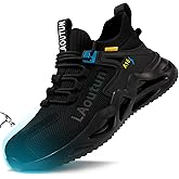 LAoutun Steel Toe Shoes for Men Work Shoes Safety Sneakers Comfortable Lightweight Puncture Proof Slip on Indestructible Construction Work Shoes