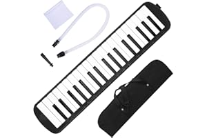 Eujgoov Melodica Piano 37 Keys Portable Melodica Musical Education Instrument with Mouthpiece Blowpipe and Carrying Bag(Black