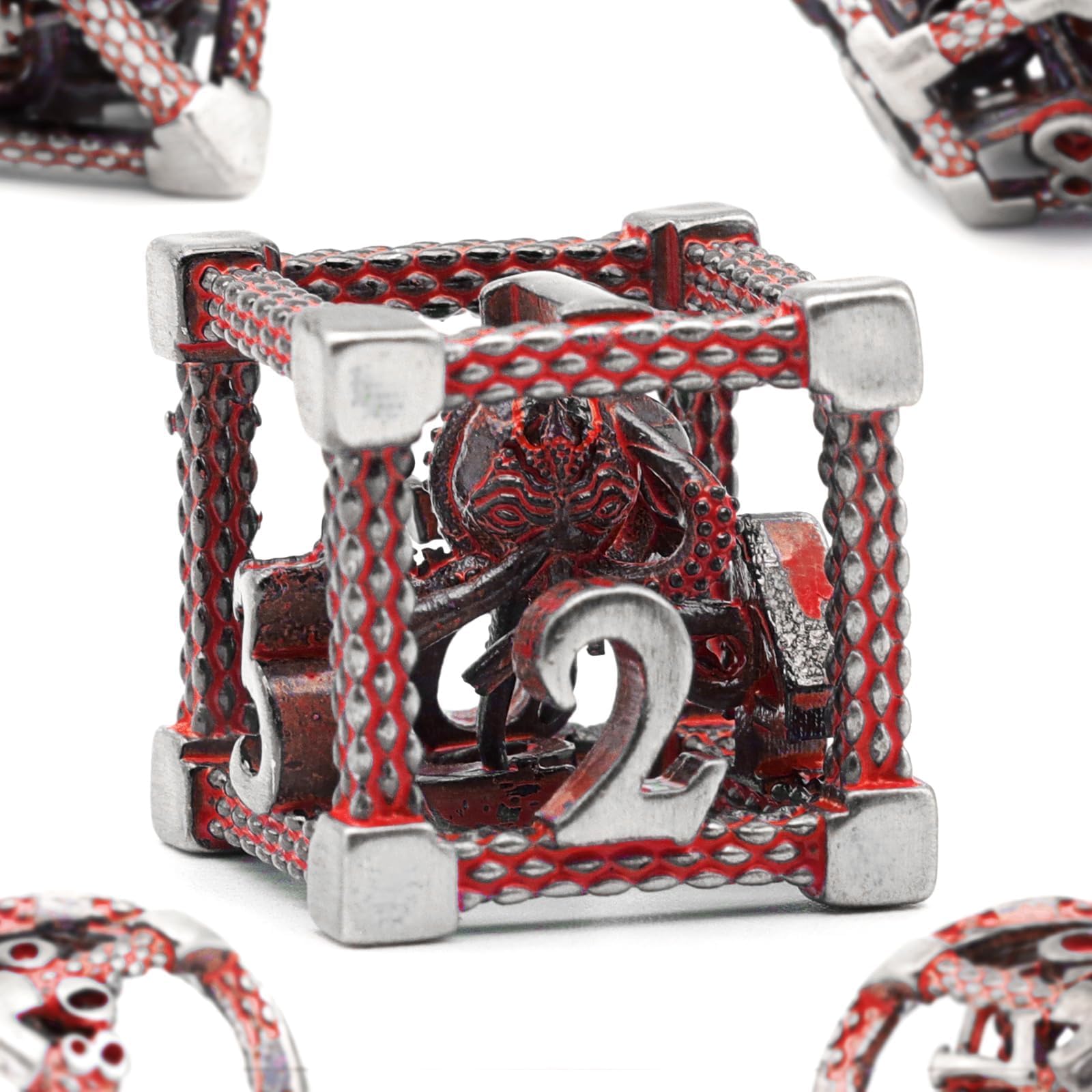 DND Dice Set for Dungeons and Dragons, ZHOORQI D and D Polyhedral Dice 7 Pcs/Set, The Cthulhu Metal Dice Set for Role Playing Tabletop Games（Z-Blood Red） — image 1