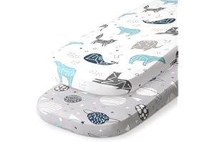 Stretch Fitted Bassinet Sheet Set BROLEX 2 Pack Cradle Sheets for Bassinet Pad/Mattress,Unisex Boys Girls,Ultra Soft,Space Planet