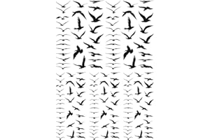 CAPTIVE DECALS Tiny Birds in Flight 155 pcs 0.25 to 0.5 Inch Black Fused Glass Decals