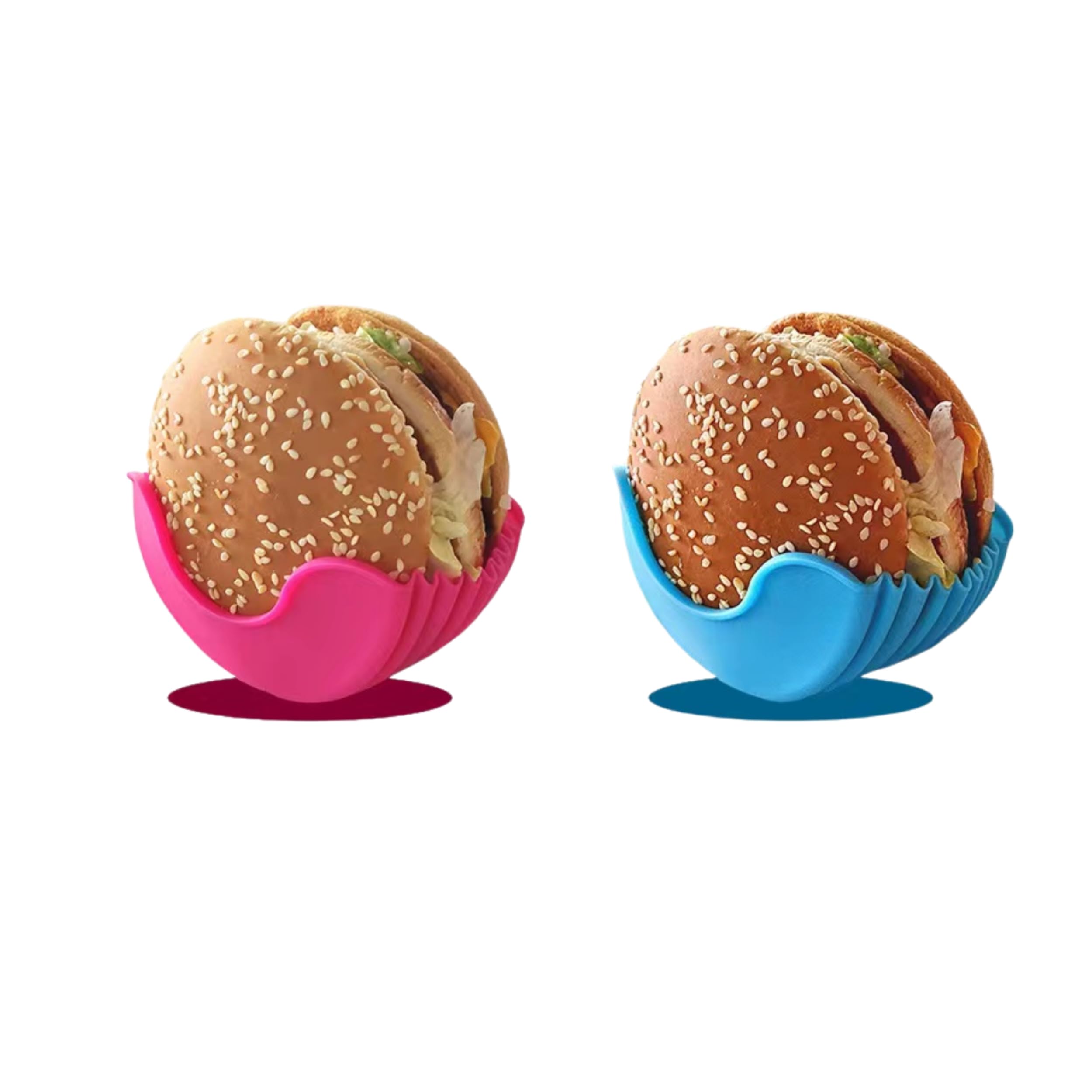 2pcs Silicone Burger Holder Fixed Box Reusable Retractable Hamburger Cheese Fries Hot Dog, Adjustable Sandwich & Snack Holder for Car, Home, Party Accessories - Random Colors
